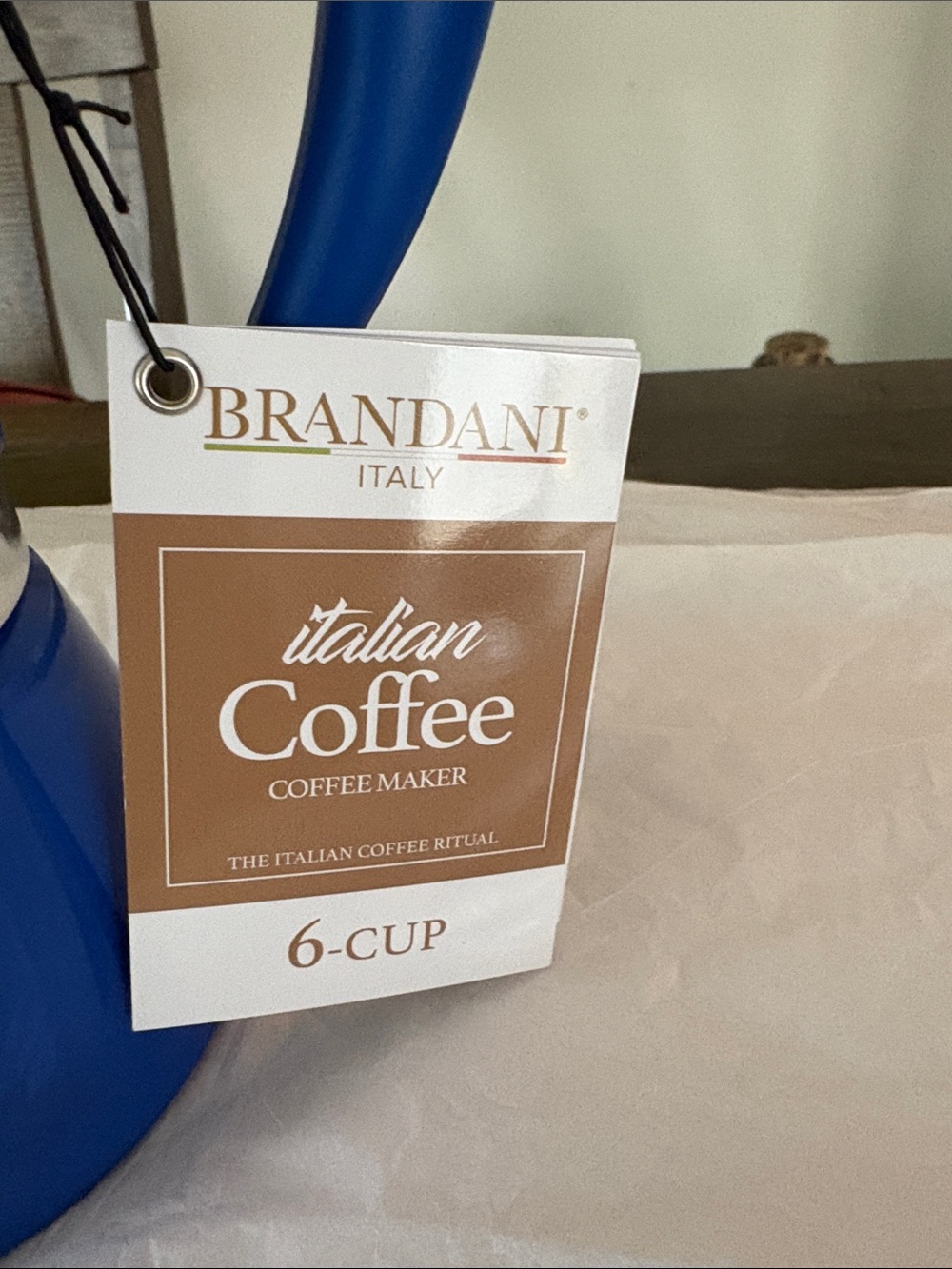 Brandani Italian Style Espresso/coffee/Moka Pot 6 Cup Blue Carpet Design - Picture 4 of 10